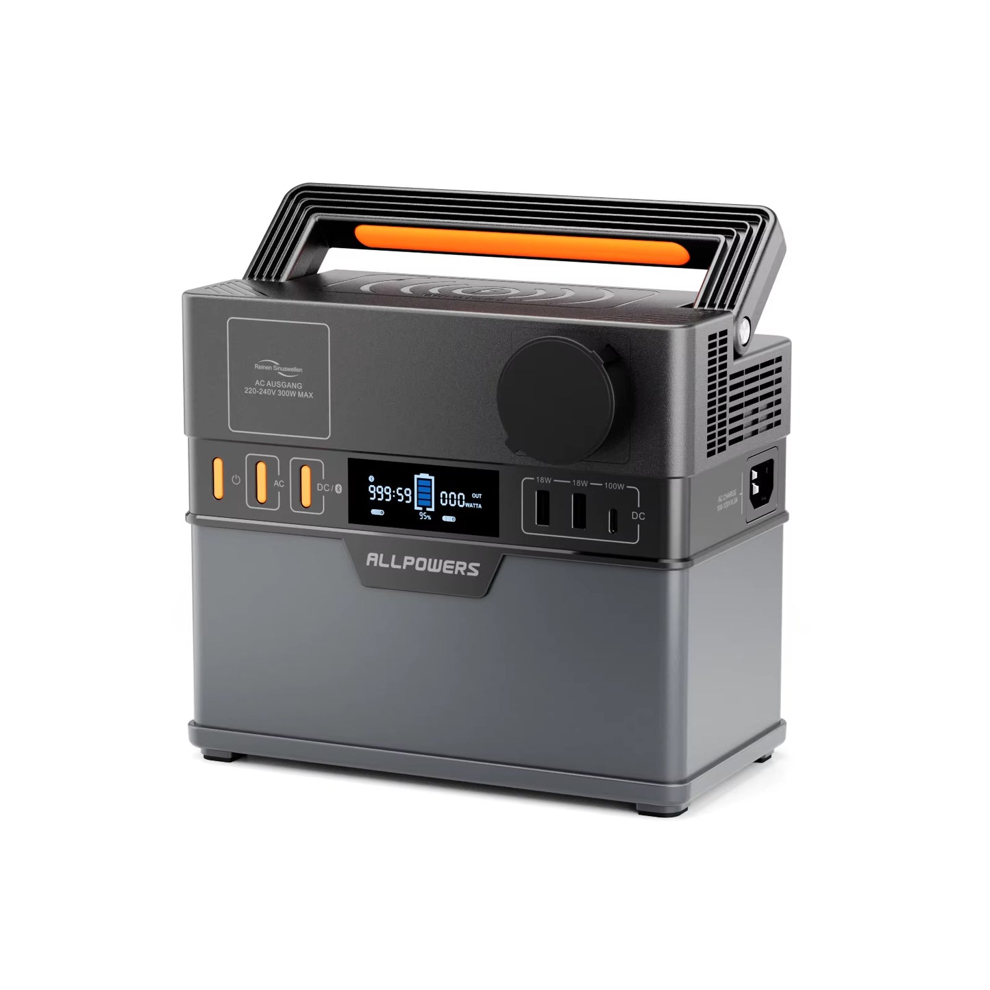 ALLPOWERS 300W Portable Power Station with Pure Sine Wave Output - 288Wh Capacity for Car Refrigerators, TVs, Drones, and Laptops (110V/220V)