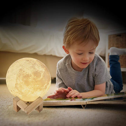 3D Maanlamp LED Nachtlamp – Oplaadbare Kleurenveranderende Moon Lamp met Touch Bediening (16 Kleuren)