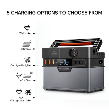 ALLPOWERS 300W Portable Power Station with Pure Sine Wave Output - 288Wh Capacity for Car Refrigerators, TVs, Drones, and Laptops (110V/220V)