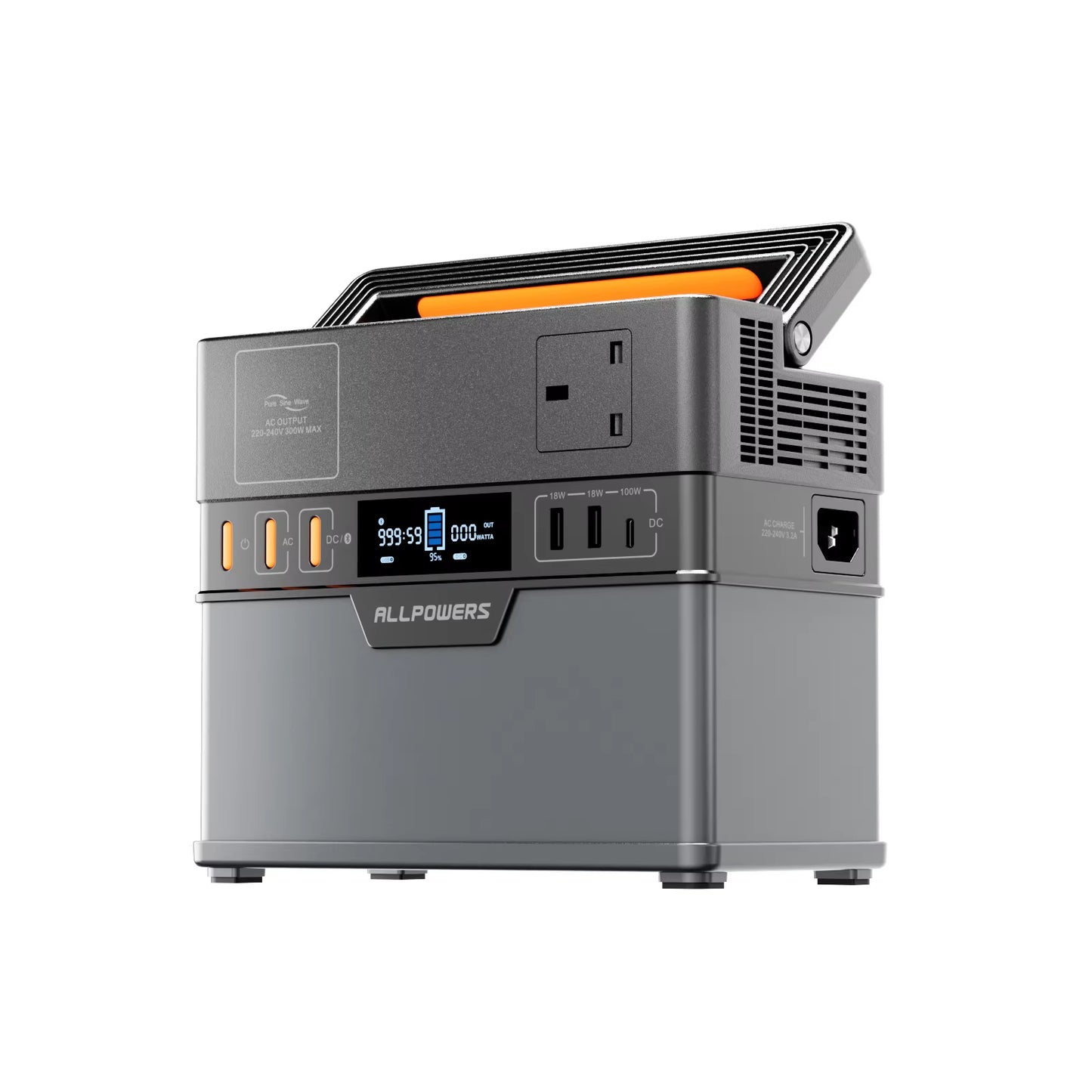 ALLPOWERS 300W Portable Power Station with Pure Sine Wave Output - 288Wh Capacity for Car Refrigerators, TVs, Drones, and Laptops (110V/220V)