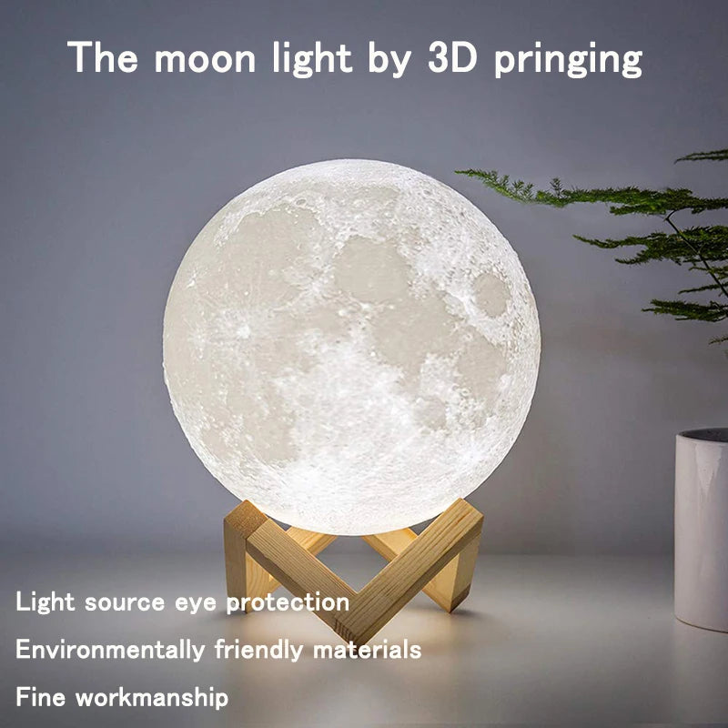 3D Maanlamp LED Nachtlamp – Oplaadbare Kleurenveranderende Moon Lamp met Touch Bediening (16 Kleuren)