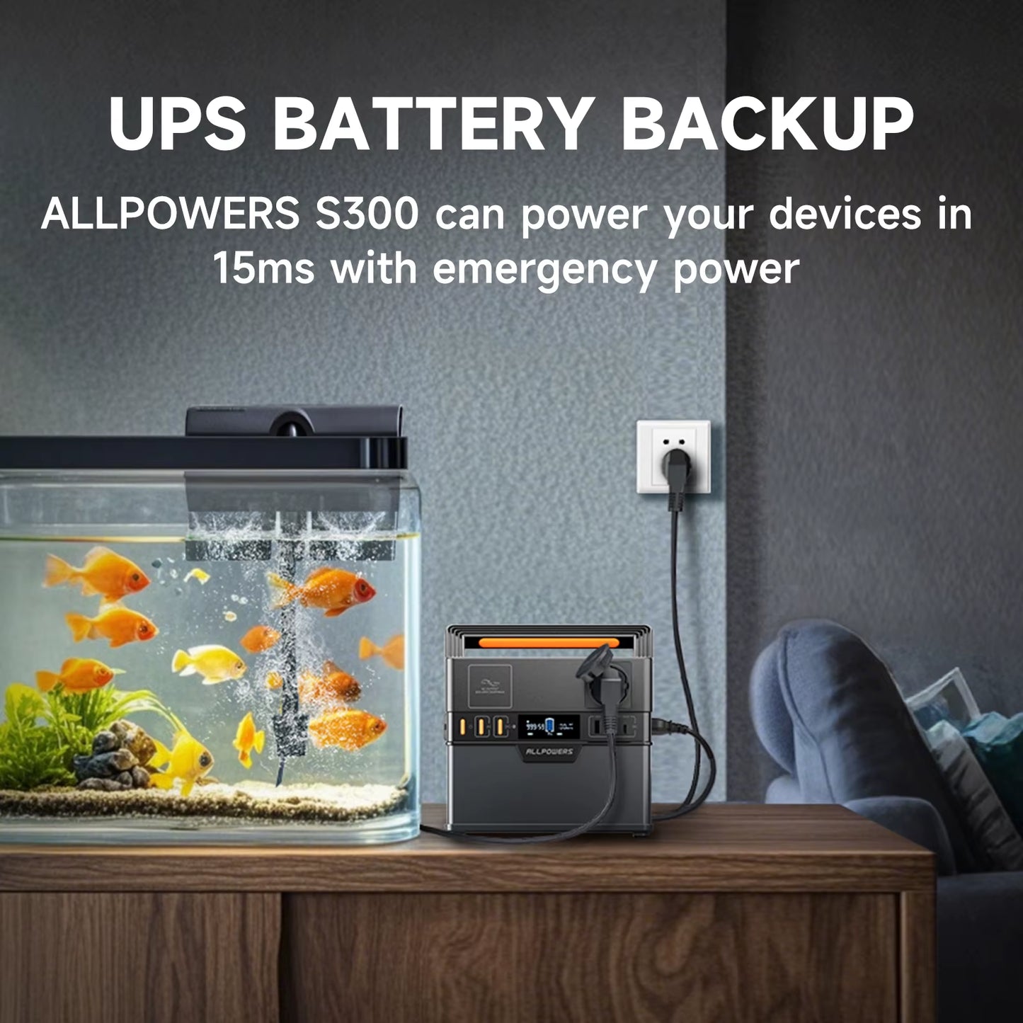ALLPOWERS 300W Portable Power Station with Pure Sine Wave Output - 288Wh Capacity for Car Refrigerators, TVs, Drones, and Laptops (110V/220V)